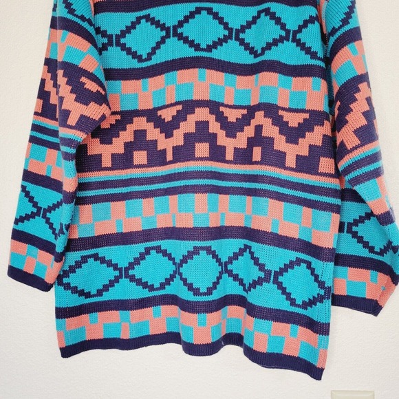 Michael Carrie Womens Vintage‎ Oversized Geometric Print Knit Sweater. Size M - Picture 3 of 7